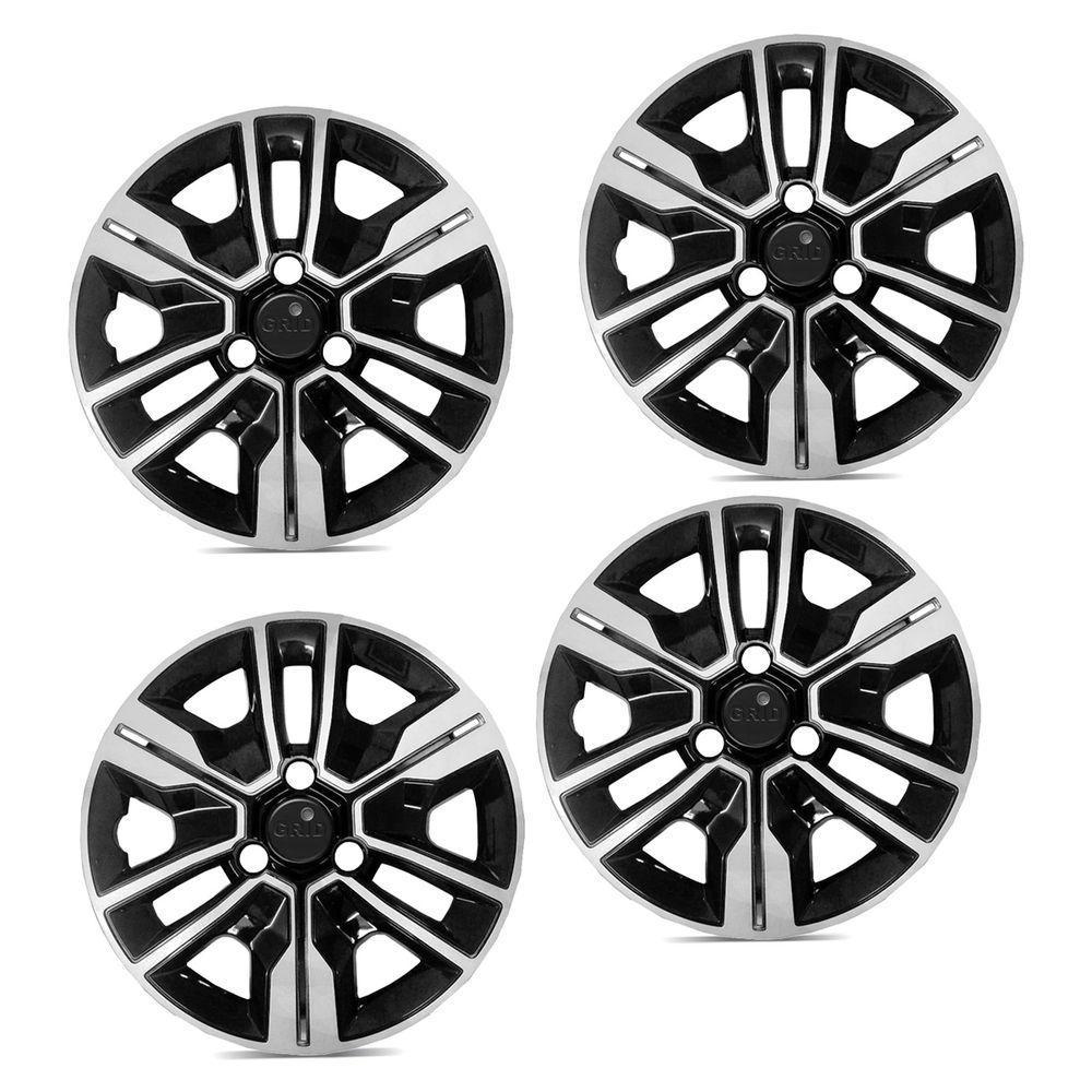 Jogo De Calota Kwid Outsider 2023 Aro 14 Pressão Preto E Prata - 3