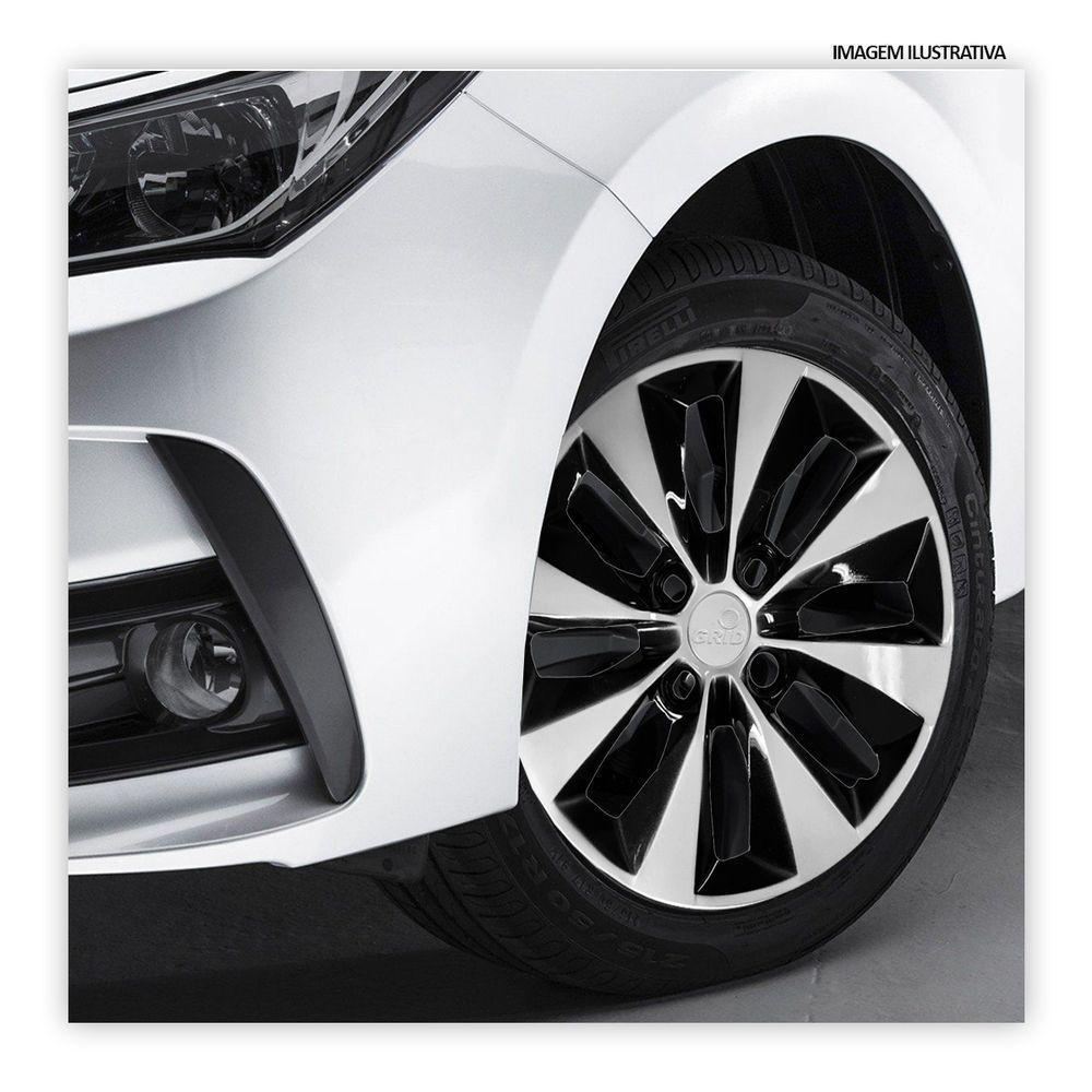 Jogo De Calota Gol Voyage G5 G6 2013 Aro 14 Cubo Alto Preto E Prata - 2