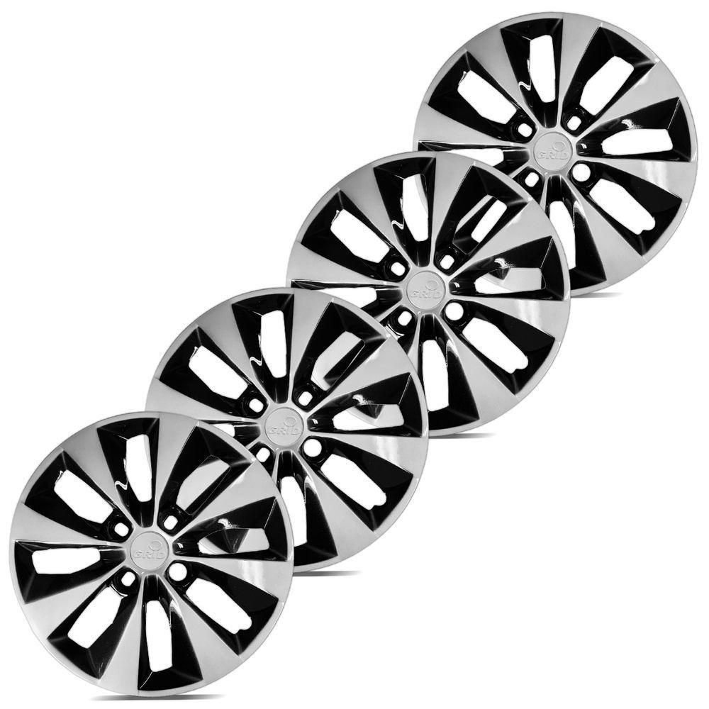 Jogo De Calota Gol Voyage G5 G6 2013 Aro 14 Cubo Alto Preto E Prata - 5