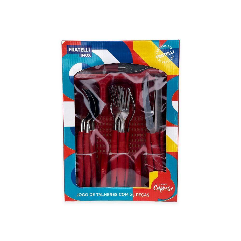 Jogo De Talheres Faqueiro Aço Inox Com Gaveteiro - Vermelho - 3