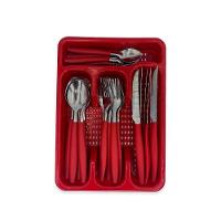 Jogo De Talheres Faqueiro Aço Inox Com Gaveteiro - Vermelho - 5