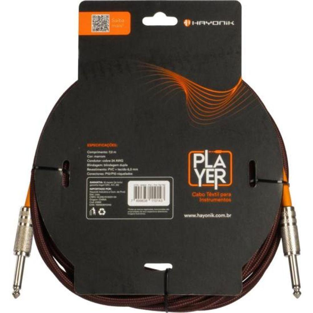Cabo Para Instrumentos Player P10 Textil 7m Marrom Hayonik - 3