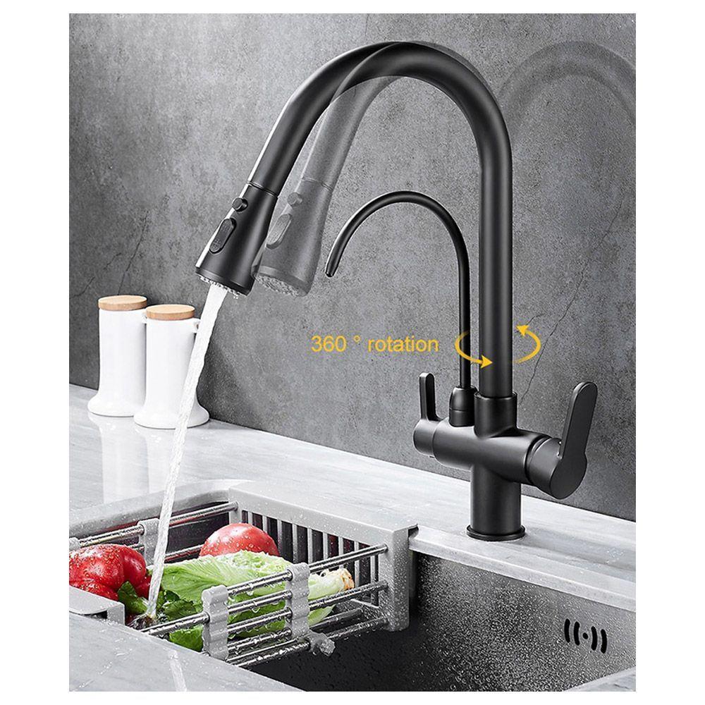 Torneira Monocomando Preta Gourmet 360 Luxo Quente Frio Regulavel Bancada Mesa Cuba Cozinha Extensivel - 7