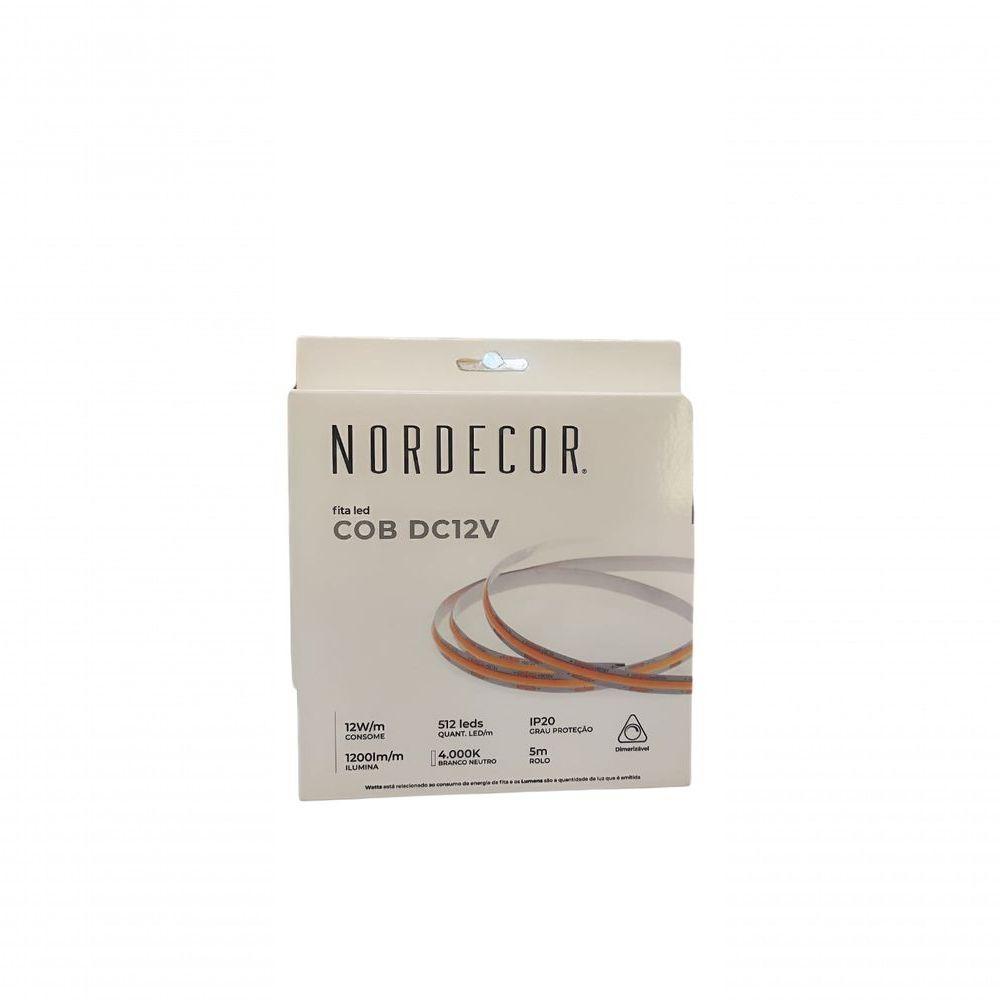 Fita Led Ip20 12w/m 12v Cob 1200lm/m 5mt Nordecor 4000k - 6