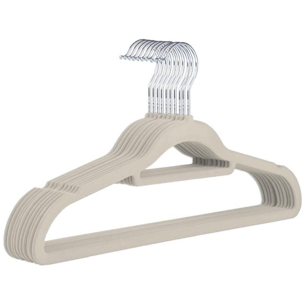 Kit 10 Unidades Cabide Slim De Veludo Bege - 1