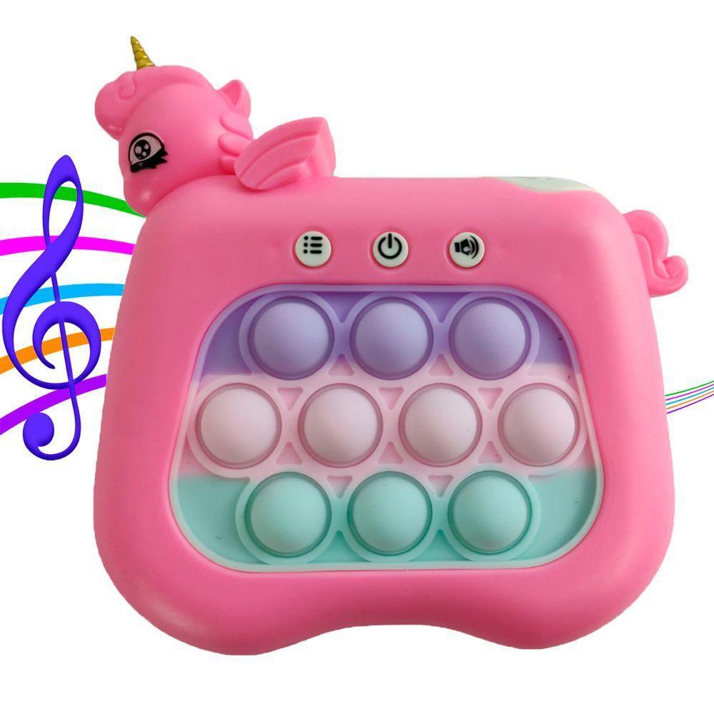 Pop It Interativo Mini Game Unicornio Som Luzes 4 Modos Anti Estresse Jogo Relaxante Criança Toys Portatil - 1