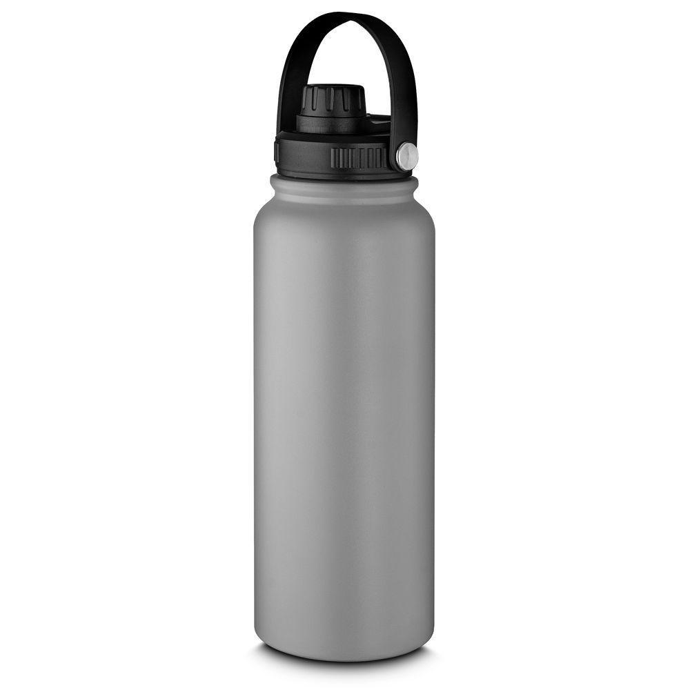 Garrafa Parede Dupla Com Alça 16 Horas Conservação Térmica Capacidade 1,1 Litro Em Aço Inox Cinza - 1