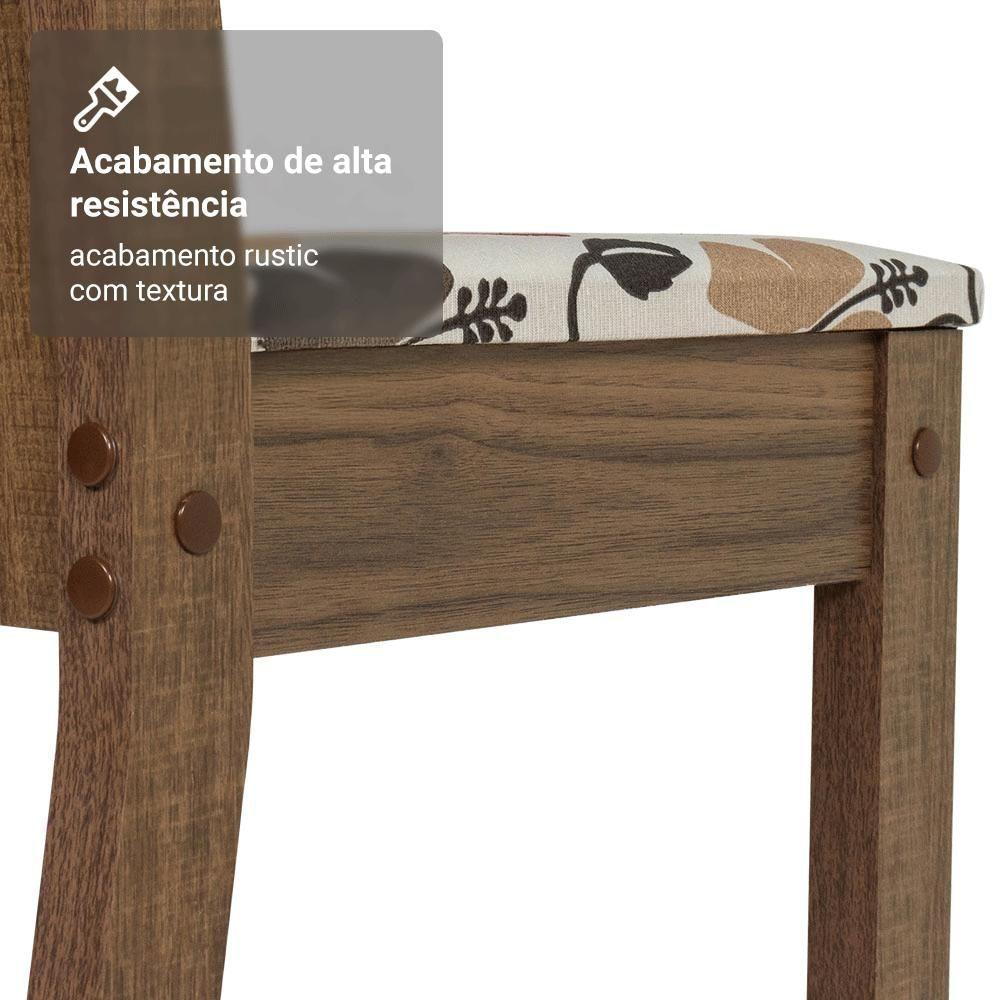 Conjunto Sala De Jantar Mesa Tampo De Vidro 4 Cadeiras Rustic/hibiscos Camélia Madesa - 2