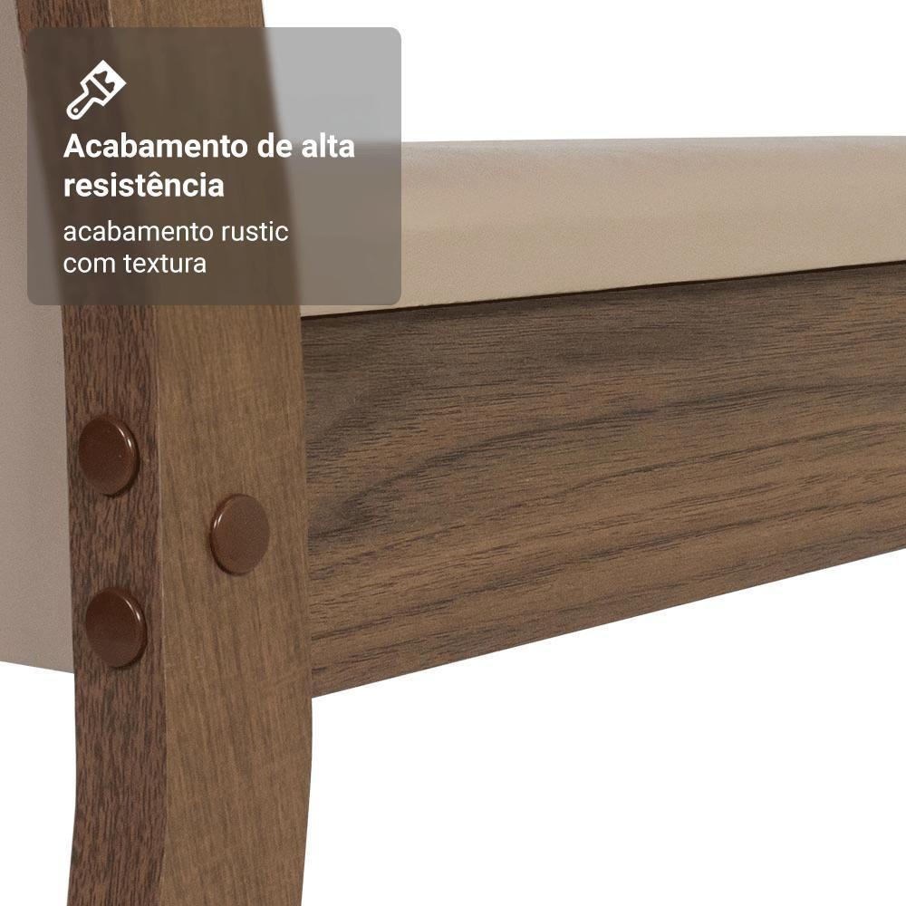 Conjunto Sala De Jantar Mesa Tampo De Vidro 4 Cadeiras Rustic/crema/bege Viena Madesa - 9