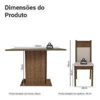 Conjunto Sala De Jantar Mesa Tampo De Vidro 4 Cadeiras Rustic/crema/bege Viena Madesa