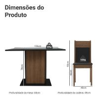 Conjunto Sala De Jantar Mesa Tampo De Vidro 4 Cadeiras Rustic/preto Viena Madesa - 3