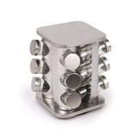 Porta Condimentos E Temperos Giratório Com 12 Potes Em Aço Inox E Vidro - 1