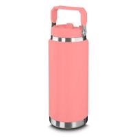 Garrafa Térmica Parede Dupla Em Aço Inox Rosa 900ml Com Alça - 1