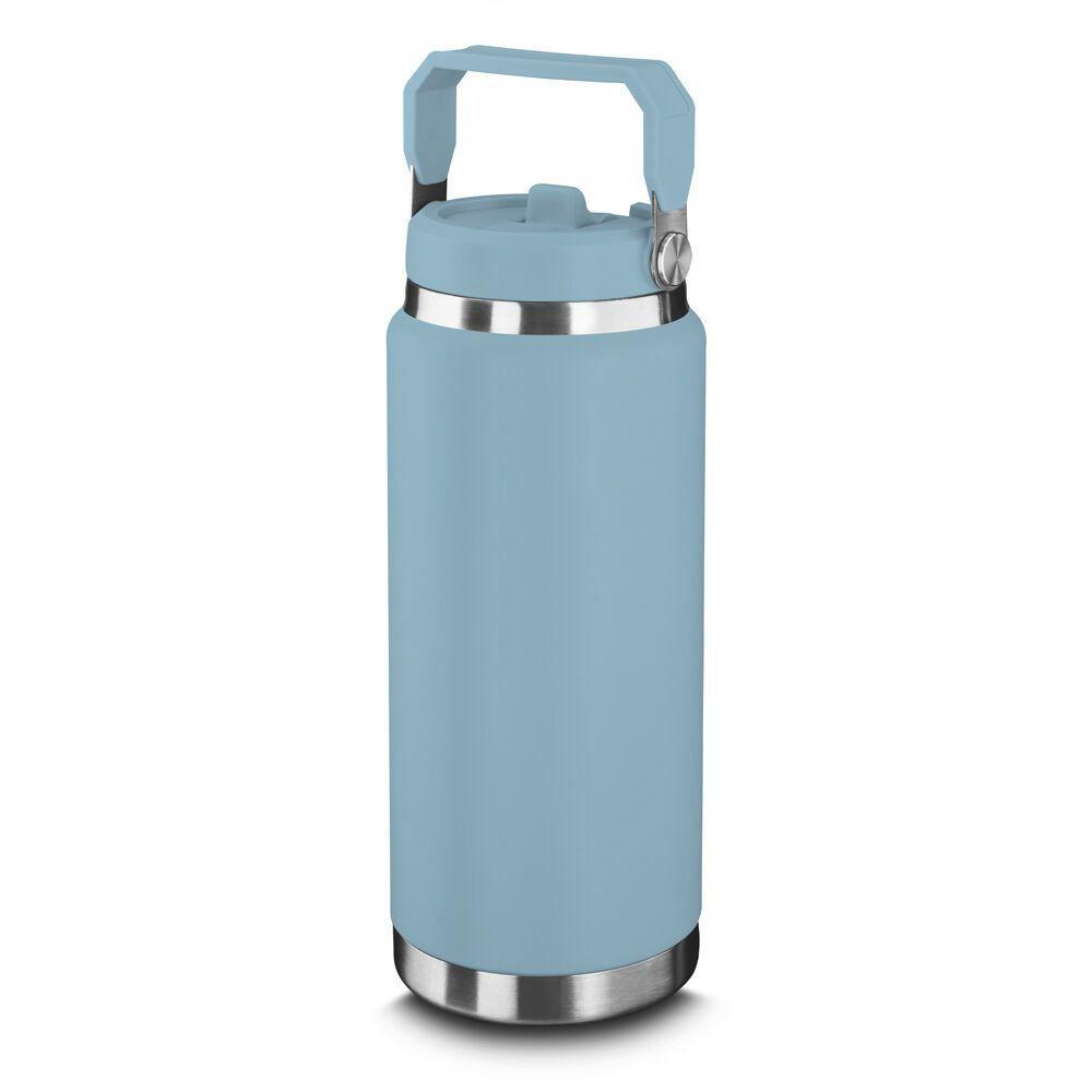 Garrafa Térmica Parede Dupla Em Aço Inox Azul 900ml Com Alça - 1