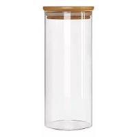 Pote De Vidro Reforçado Tampa Bambu Fechamento Hermético Com Anel Silicone Capacidade De 1500 Ml - 1