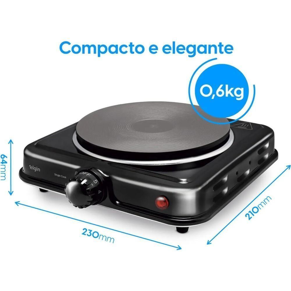 Fogão Elétrico De Mesa 1 Prato 1000W FG01 Single Cook Preto Elgin 110V - 4