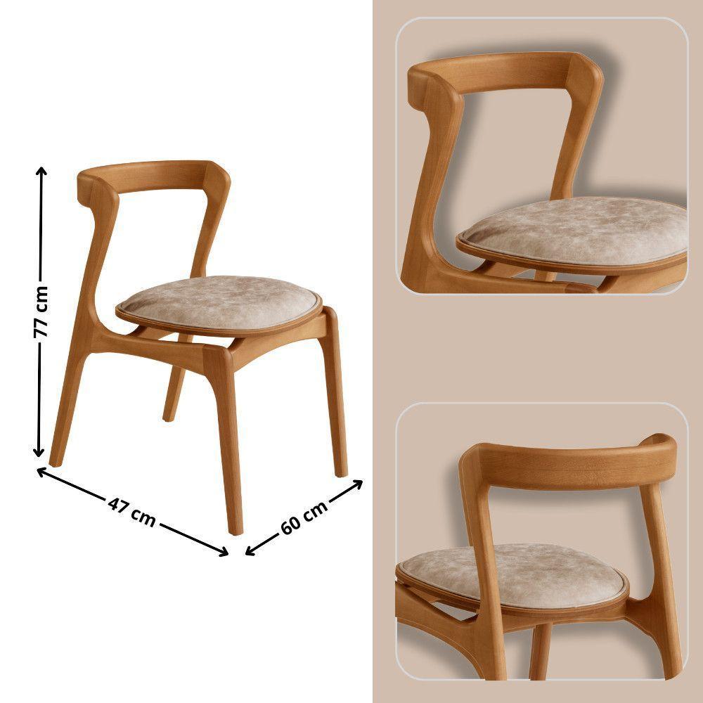 Mesa De Jantar Soláris 220cm Madeira Tampo Laminado Orgânico Veludo Bege/Imbuia Nat. - 3