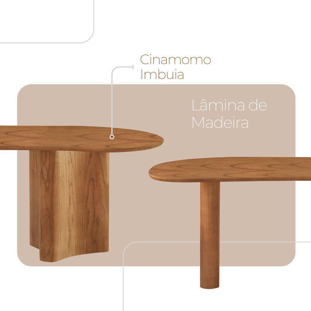 Mesa De Jantar Soláris 220cm Madeira Tampo Laminado Orgânico Veludo Bege/Imbuia Nat. - 6