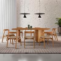 Mesa De Jantar Soláris 220cm Madeira Tampo Laminado Orgânico Veludo Bege/Imbuia Nat. - 1