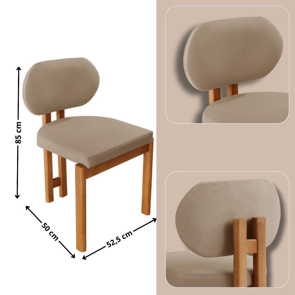 Conjunto Mesa De Jantar Nala 220cm Madeira Tampo Laminado Veludo Bege/Imbuia Nat. - 4