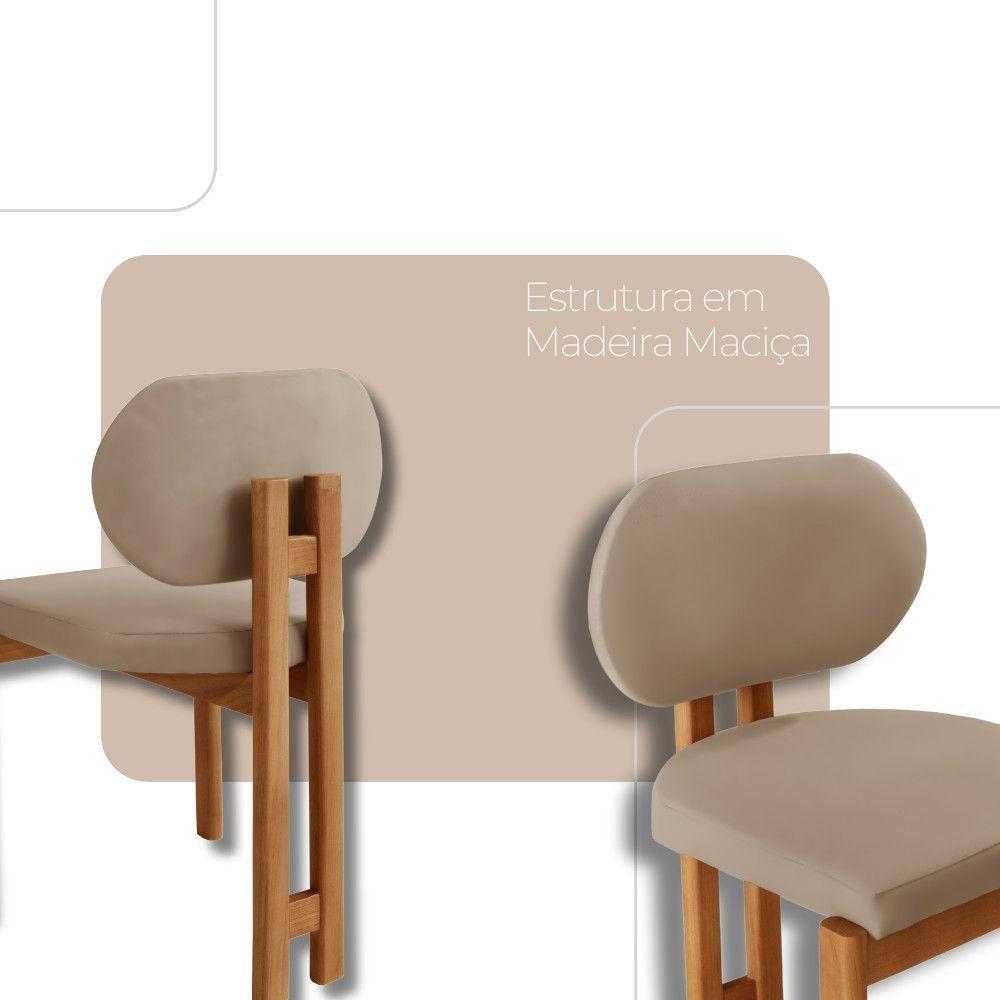 Conjunto Mesa De Jantar Nala 220cm Madeira Tampo Laminado Veludo Bege/Imbuia Nat. - 5