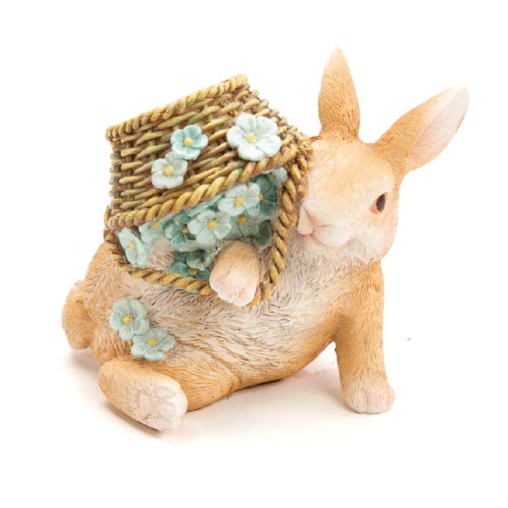 Coelho Dec Resina Sentado C/cesta 10cm - 1