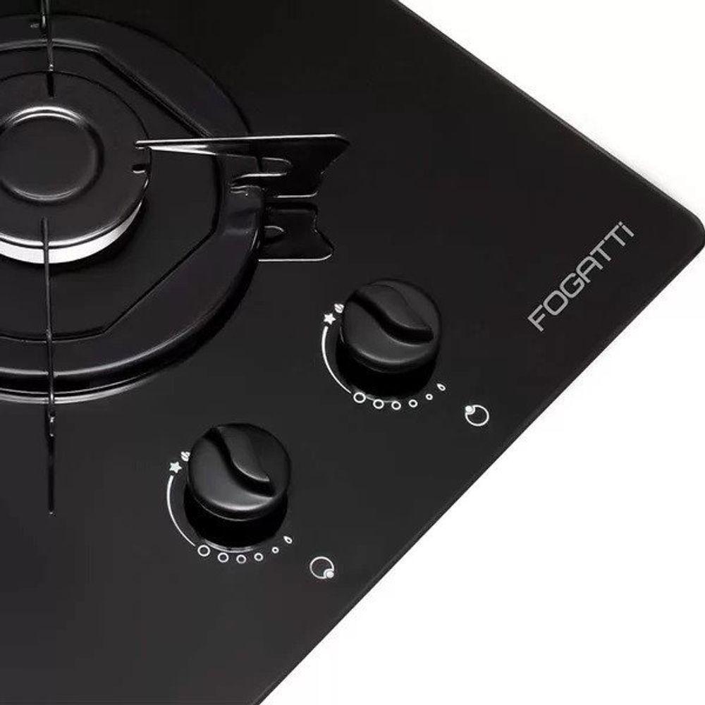 Fogão Cooktop 2 Bocas Mesa Em Vidro Preto Fogatti Esmaltado 27000001.02 Bivolt - 3