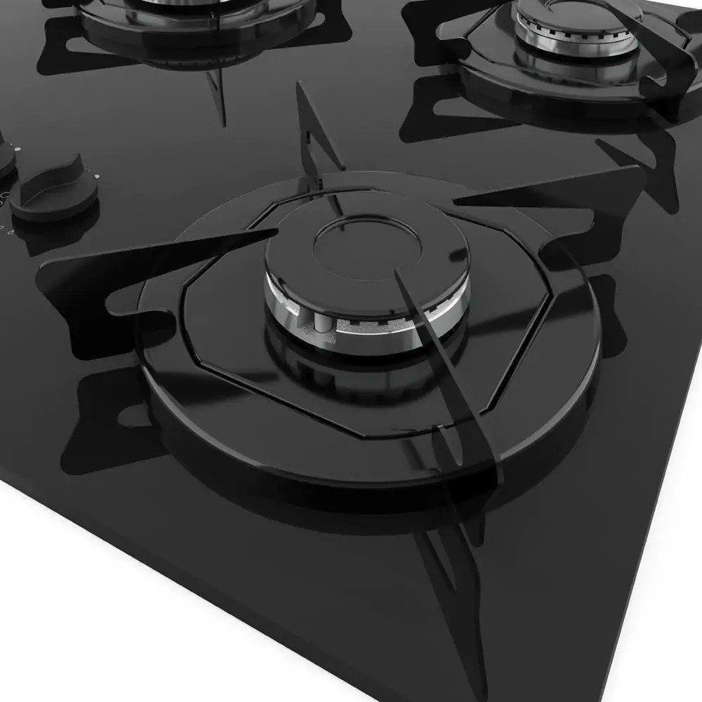 Fogão Cooktop 2 Bocas Mesa Em Vidro Preto Fogatti Esmaltado 27000001.02 Bivolt - 6