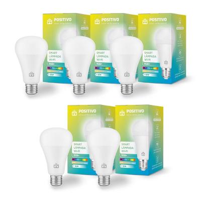 Kit 5 Lâmpada Smart Wi-Fi Rgb+ Casa Inteligente E27 10W 1100 Lm Branco Positivo