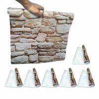 Papel De Parede Kit 6 Unid Autoadesivo Vinilico Pedra Marrom Claro - 2