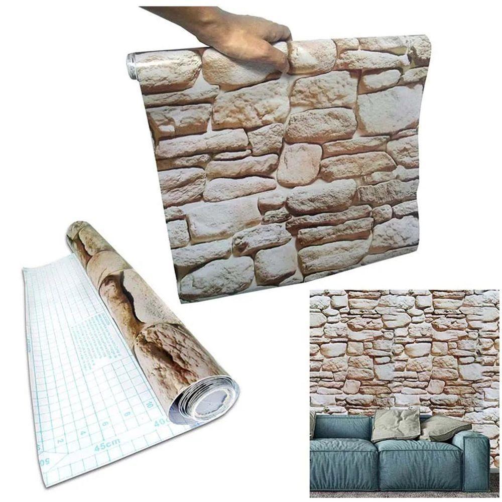 Papel De Parede Adesivo Kit 36 Unidades Canjiquinha Pedra Casa Quarto Sala Decoraçao Ambiente - 3