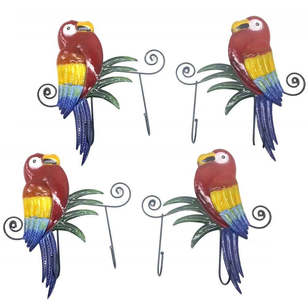 Gancho Metal Duplo Enfeite Arara Vermelha Kit 4 Uni Decoraçao Parede Sala Quarto Casa - 1
