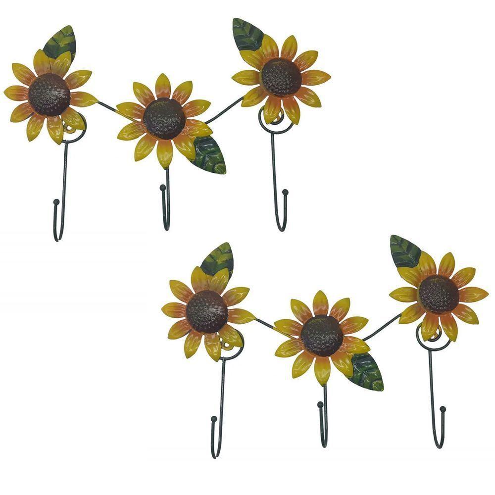 Gancho Metal Enfeite Girassol Kit 4 Uni Pendurar Chaves Bone Bolsa Parede Decoraçao Organizaçao Multiuso Sala Quarto - 1