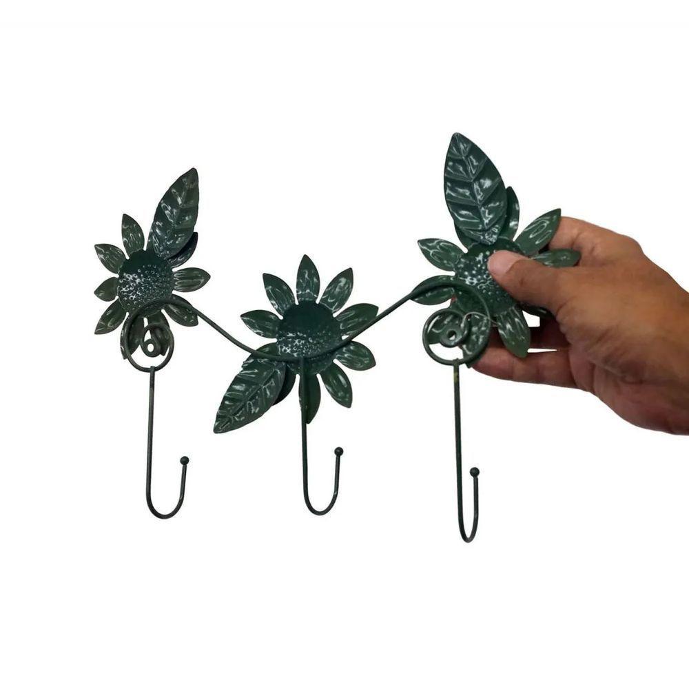 Gancho Metal Enfeite Girassol Kit 4 Uni Pendurar Chaves Bone Bolsa Parede Decoraçao Organizaçao Multiuso Sala Quarto - 4