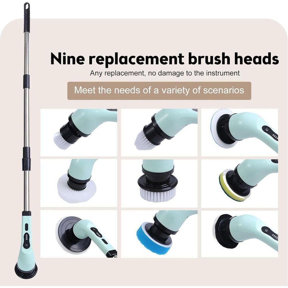 Esfregão Giratório Elétrico 7 Em 1, Escova De Limpeza Sem Fio Para Banheiro Com Alça De Extensão - 4