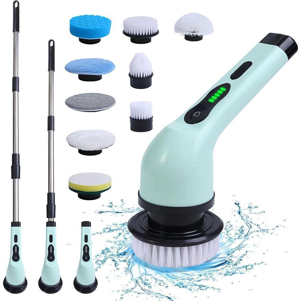 Esfregão Giratório Elétrico 7 Em 1, Escova De Limpeza Sem Fio Para Banheiro Com Alça De Extensão - 5