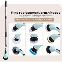 Esfregão Giratório Elétrico 7 Em 1, Escova De Limpeza Sem Fio Para Banheiro Com Alça De Extensão