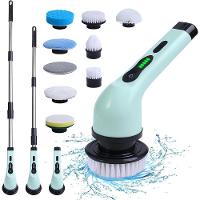 Esfregão Giratório Elétrico 7 Em 1, Escova De Limpeza Sem Fio Para Banheiro Com Alça De Extensão - 5