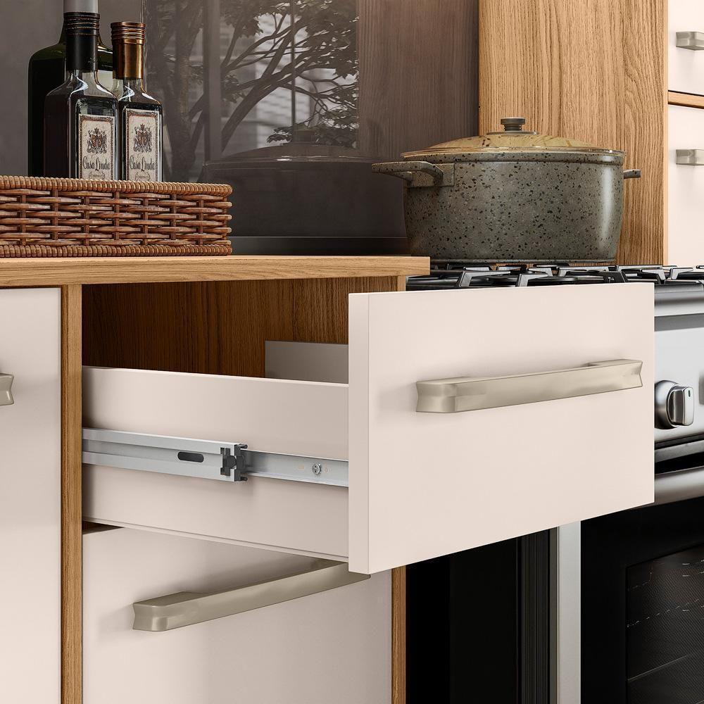 Balcão 3 Portas 1 Gaveta Mariah Freijó-off White Cristal - 2