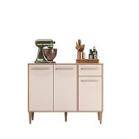 Balcão 3 Portas 1 Gaveta Mariah Freijó-off White Cristal - 1