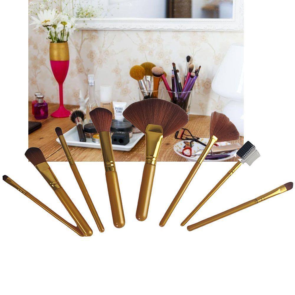 Pincel Kit 8 Peças Maquiagem Corretivo Sombra Base Make Up Profissional - 2
