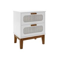 Kit 2 Mesas De Cabeceira 2 Gavetas Santorini Branco 45 Cm Com Tela Indiana - Branco