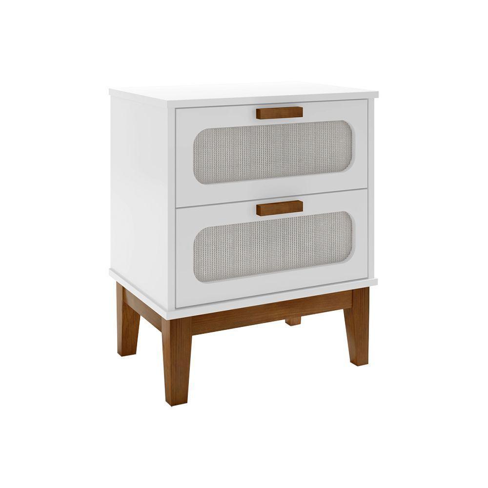 Mesa De Cabeceira Santorini 2 Gavetas 45 Cm Branco - Branco - 3