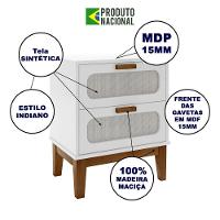 Mesa De Cabeceira Santorini 2 Gavetas 45 Cm Branco - Branco - 2