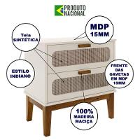 Kit 2 Mesas De Cabeceira Santorini 2 Gavetas 60 Cm Off White - Off White - 3