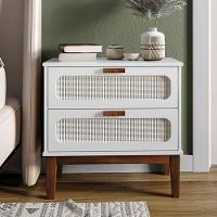 Mesa De Cabeceira 2 Gavetas Santorini Branco 60 Cm Com Tela Indiana - Branco - 1