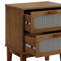 Mesa De Cabeceira 2 Gavetas Santorini Amêndoa 45 Cm Com Tela Indiana - Bege