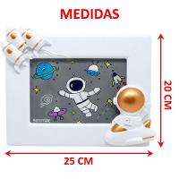 Porta Retrato Moldura Espacial Astronauta Branco Foguete 3d - 4