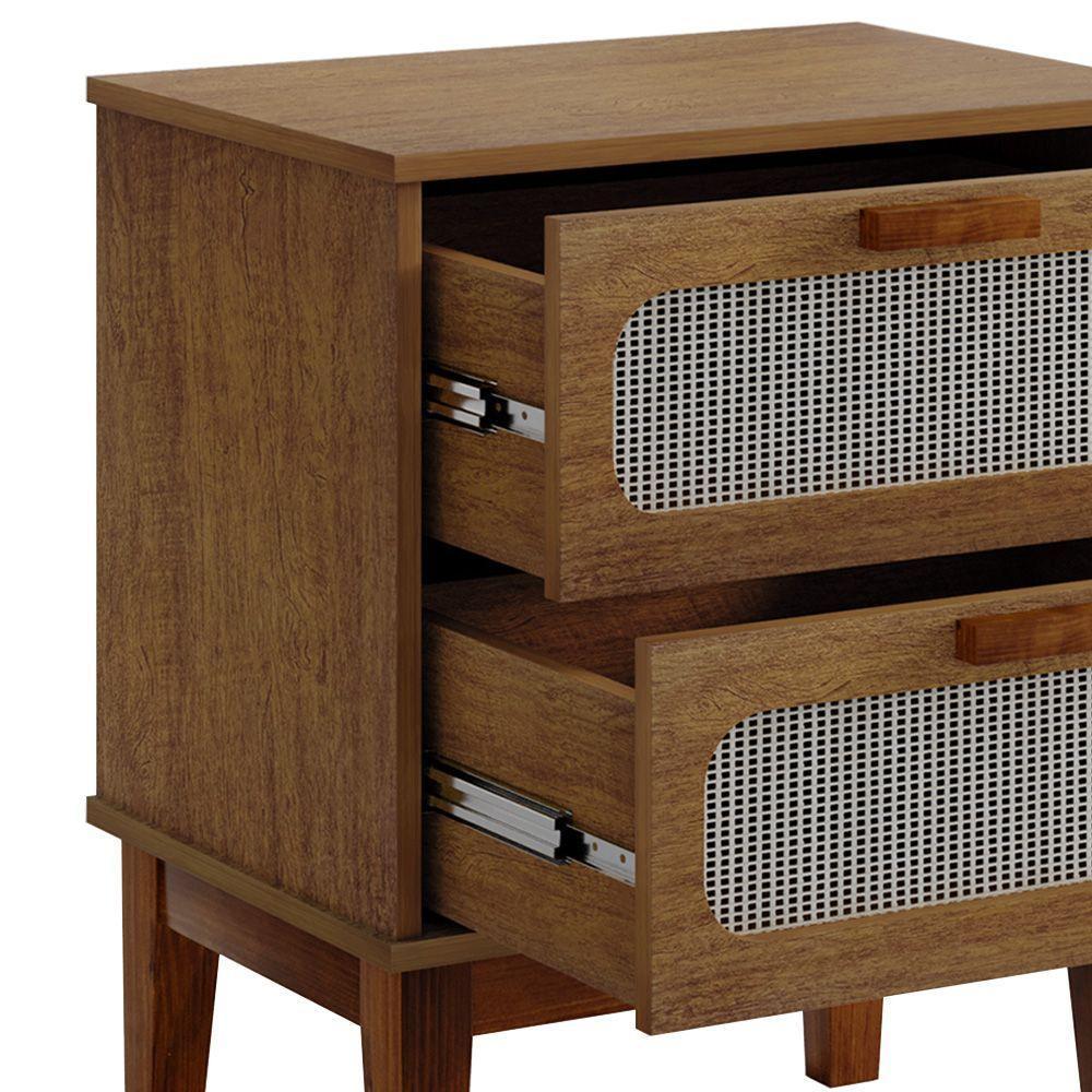 Mesa De Cabeceira 2 Gavetas Santorini Amêndoa 45 Cm Palhinha Indiana - Bege - 4