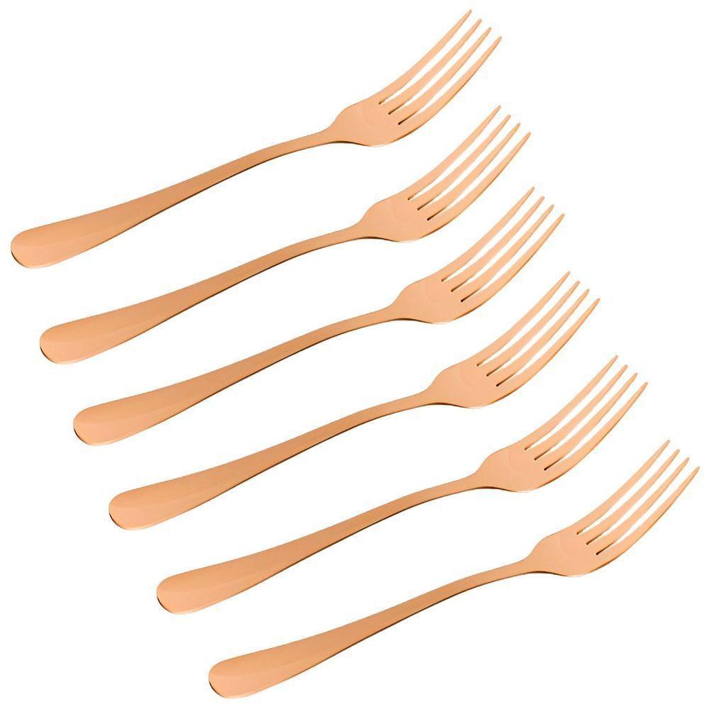 Conjunto Garfos 6 Peças Refeição Inox Rose Gold Luxo Rústico - 1